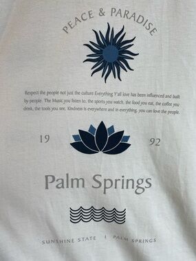 Denim & Flower Cream Graphic Tee with Navy Text • Large